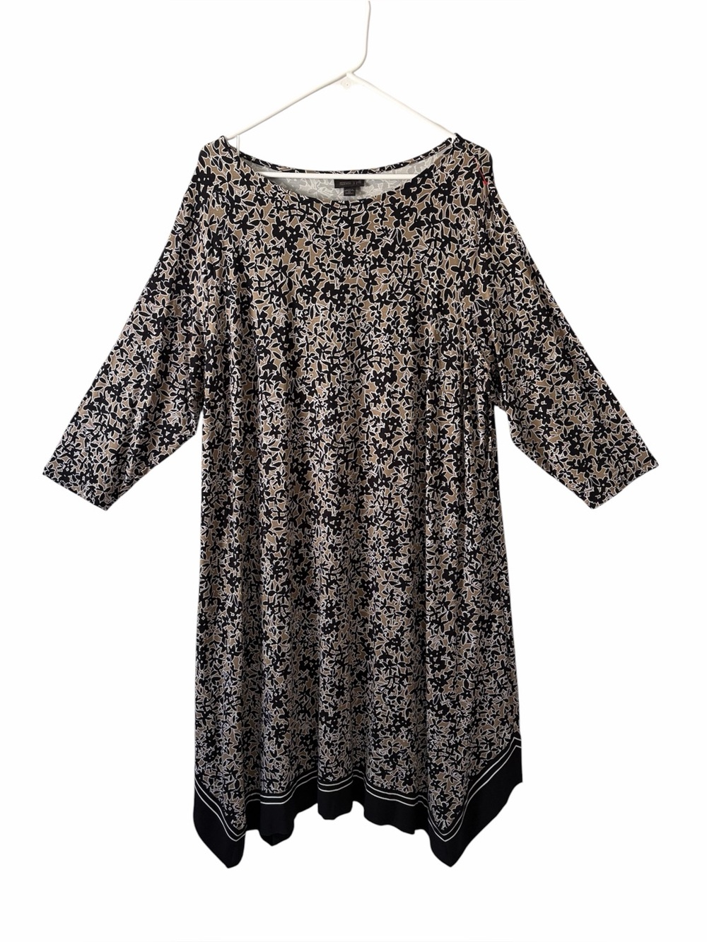 J.Jill Wearever Collection Black and Tan Floral Tunic Dress; 2x